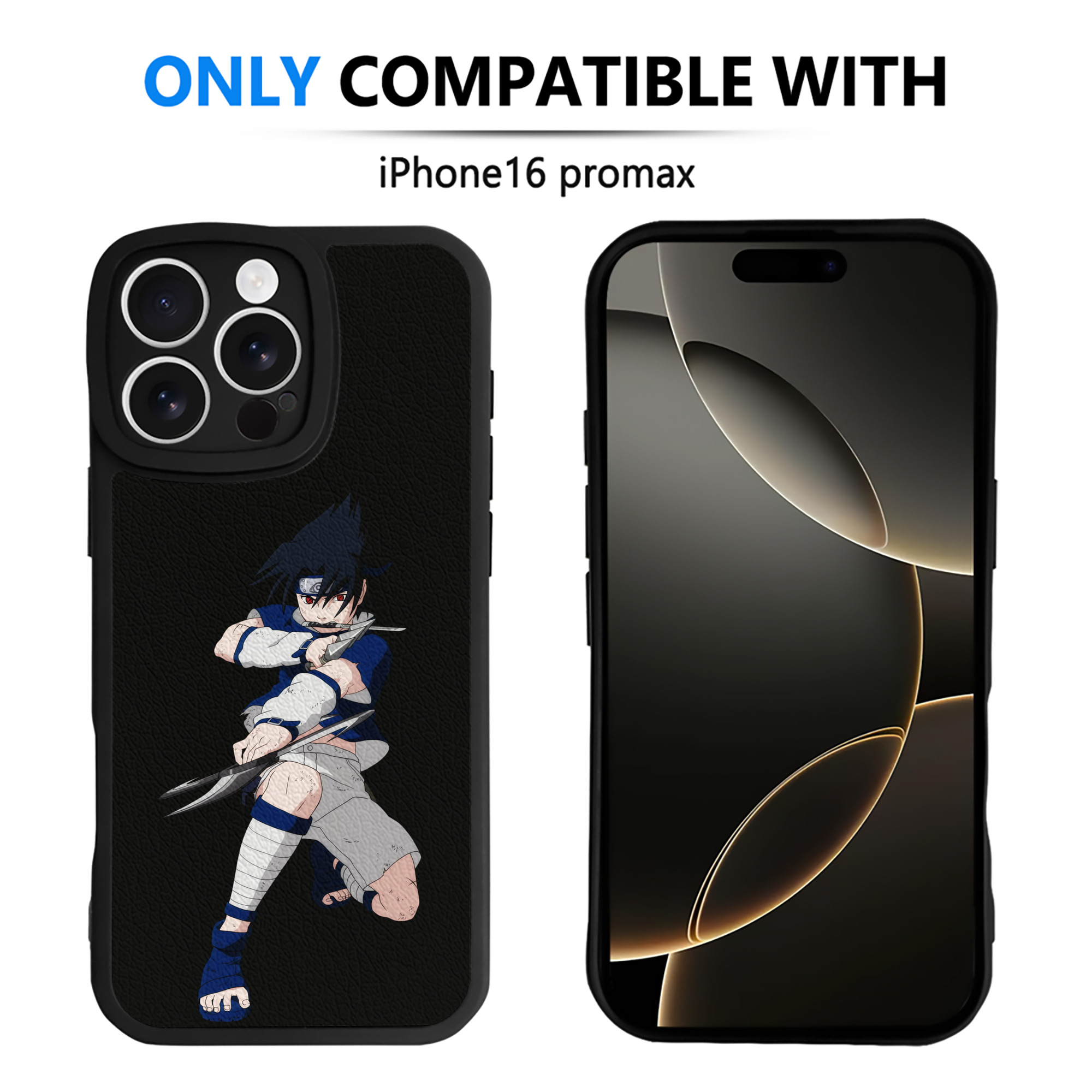 （画像用） NARUTO -ナルト- うちは サスケ Uchiha Sasuke 【iPhone 16シリーズ対応】シリコンスマホケース（レザー調） 材質：シリコン